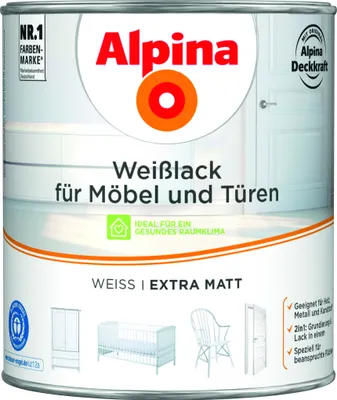 Produktbild von Alpina Weißlack für Möbel und Türen 2 Liter extra matt