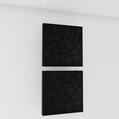 Immagine prodotto di Confezione da 2 — Pannelli acustici decorativi sospesi | 100 x 50 cm | Divisori sospesi | Pannelli fonoassorbenti modulari | SKYROSS | Nero