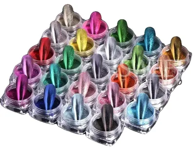 Image de Kit de poudre pour ongles, effet holographique, facile à utiliser, S274