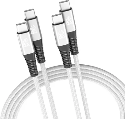 Produktbild von USB-C zu USB-C Kabel 480mbps 60W mit Metall Stecker Robustes Kabel in Weiß 2m 2er Set