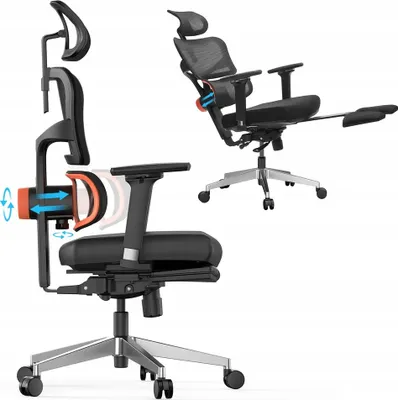 Zdjęcie produktu dla Ergonomiczne krzesło biurowe Newtral - krzesło biurowe z podnóżkiem