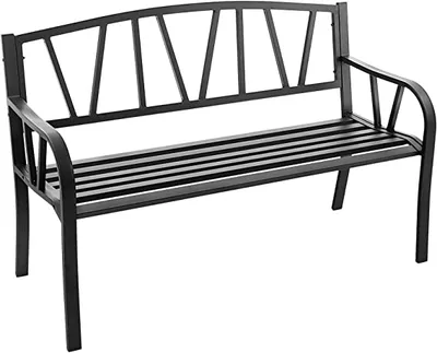 Produktbild von GOPLUS 2-Sitzer Gartenbank aus Metall, Stabiler Terrassenbank mit Armlehnen & Rückenlehnen, Sitzbank bis 300 kg belastbar, Parkbank für Terrasse, Balkon