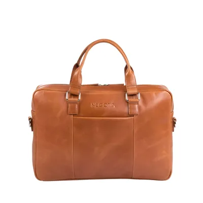 Produktbild von Negotia Sorel Echtleder Aktentasche Herren 15,6/16 Zoll Cognac – Laptoptasche mit gepolstertem Laptopfach, Umhängetasche / Business Tasche