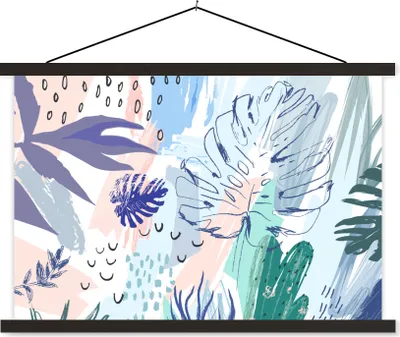 Produktbild von MuchoWow® Textilposter Sommer - Blatt - Grün 120x80 cm mit schwarzem Rahmen - Wanddeko