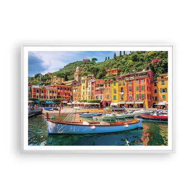 Produktbild von Gerahmtes Poster - Weißer Rahmen - Weihnachtsmann Margherita Ligure - 100x70 cm - Wand Bild - Wanddeko - Wandbilder - Wandposter - Bilderrahmen - Bilder - Kunstdruck - Wandbild - P2WAA100x70-4232