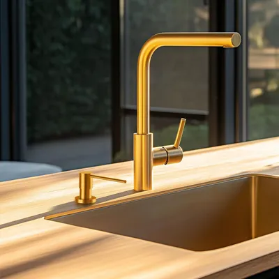 Produktbild von Ausmann Lirio Einbau-Seifenspender, goldfarben, von oben nachfüllbar, 1208971199