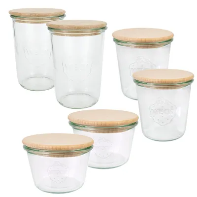 Produktbild von WECK Gläser Set 6 Einmachgläser, 2x 250 ml, 2x 500 ml, 2x 750 ml
