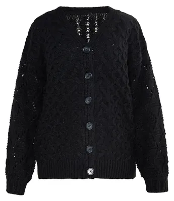 Immagine prodotto di Cardigan da donna in maglia - nero. Cardigan da donna in maglia - nero, taglia M/L