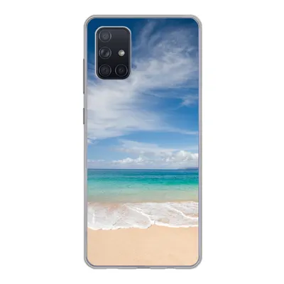 Produktbild von MuchoWow® Handyhülle Schutzhülle Hülle für Samsung Galaxy A51 Ein tropischer Strand auf Hawaii, an dem die Wellen an Land gespült werden Silikon Softcase Handy Hülle - Schutzabdeckung