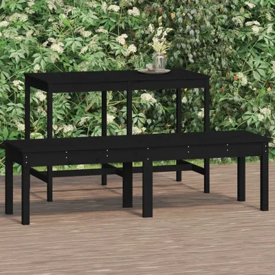 Produktbild von vidaXL Záhradná lavica s 2 sedadlami čierna 159,5x44x45 cm Masívne borovicové drevo