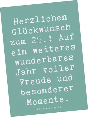 Produktbild von Mr. & Mrs. Panda Postkarte Spruch 29. Geburtstag - Meeresbrise - Geschenk, Grußkarte, Freude schenken, Herzlichen Glückwunsch, Postkarten, Ansichtskarten, Fotokarte