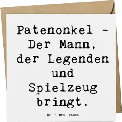 Produktbild von Mr. & Mrs. Panda Grußkarte Spruch Patenonkel Geschenk - Weiß - doppelkarte, Familie, faltkarte, Glückwunschkarte, Patengeschenke, Freude, Geschichten, Patenschaft