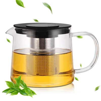 Obrázok produktu pre Čajník zo skla s sitkom, objem 1,5 l, vyrobený z borosilikátového skla, odolný voči teplu