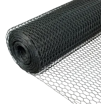 Produktbild von horizont Maschendrahtzaun 100cm Höhe 25m Länge, grau PVC ummantelt, Maschenweite 13x25mm - Sechseckgeflecht, Drahtgitter feinmaschig, Hasendraht, Hühnerzaun, Drahtzaun, Kaninchendraht, Hasengitter