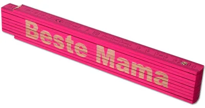 Produktbild von TE-Trend Zollstock Pink 2 Meter Maßstab Gliedermaßstab Laser Gravur Beste Mama
