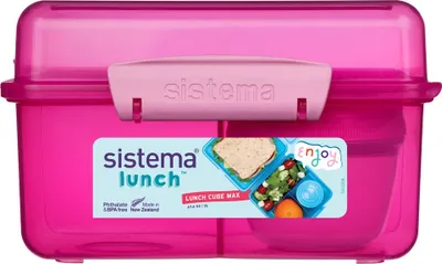 Zdjęcie produktu dla Sistema® Lunch™ Trzykomorowy pojemnik na jogurt z podwójną pokrywką 2 l, różowy