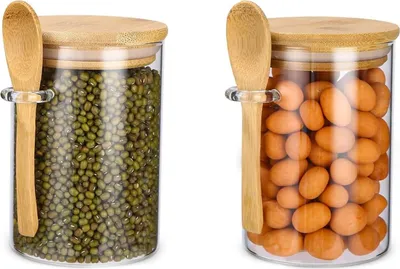 Produktbild von Vorratsgläser mit Deckel und Löffel, 4er-Set 540ml Oats Gläser, Vorratsdosen Glas, Glasbehälter, Meal Prep Glas, Joghurtgläser für Küche Lebensmittelaufbewahrung (2 Pack)