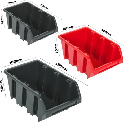 Obrázok produktu pre 26 stohovacích boxov Nástenné regály na náradie Nástenné regály na náradie 78x78cm Nástenné regály na náradie Skladovací systém Hromadné regály Vizuálne úložné boxy Extra silné nástenné regály Rozšíriteľné regály na náradie v dielni Re