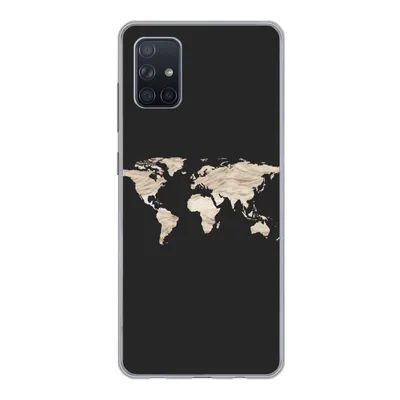 Produktbild von MuchoWow® Handyhülle Schutzhülle Hülle für Samsung Galaxy A71 Weltkarte - Heu - Braun Silikon Softcase Handy Hülle - Kartenbesitzer