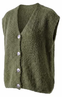 Produktbild von Strickweste Damen Flauschige Oversize-Weste 38 40 42 V-Ausschnitt Kurzweste