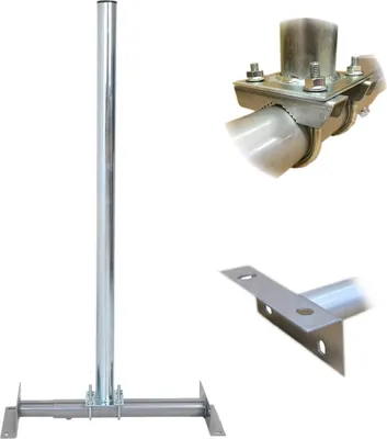 Produktbild von Dachsparrenhalter 1m Mast feuerverzinkt für Sat Anlagen bis 100cm. Sehr stabil für hohe Windlasten. Neigung und Sparrenabstand stufenlos einstellbar. Sparrenhalter und Sat Mast für Dachmontage.