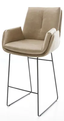 Produktbild von DELIFE Barstuhl Clea-Flex Mikrofaser Beige Vintage Kufengestell Metall Schwarz