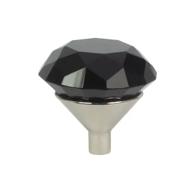 Produktbild von Domino Elegante Crystal G Möbelknopf 30mm in Chrom & Schwarz |Kristallknöpfe, Robustes Glas-Design |Möbelknöpfe | Glamouröser Stil | Perfekt für Schränke und Kommoden