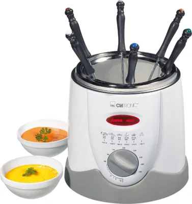 Immagine prodotto di Friggitrice Clatronic FFR 2916, capacità 1 litro, 6 forchette per fonduta, 900 W, 1 litro, plastica, bianco