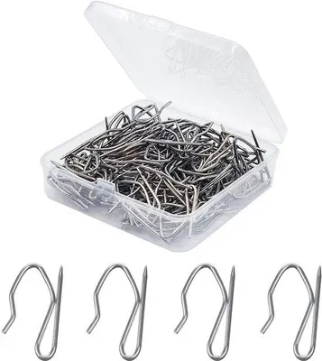 Produktbild von 120 RVS Haken mit Pinbefestigung und Opbergdose, silber, für Vorhänge