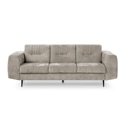 Produktbild von BEAUTYSOFA | Couchgarnitur VENEZIA Chenillestoff Beige – Sofa Set 3+2+1, Polsterset mit Metallbeinen Schwarz, Wohnzimmer Set ohne Schlaffunktion