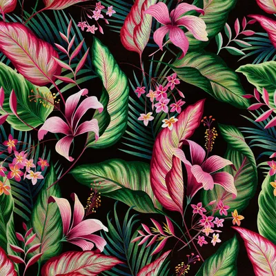 Image de Royal Velvet Tissu Polyester A coudre - motif fleurs tropicales 2