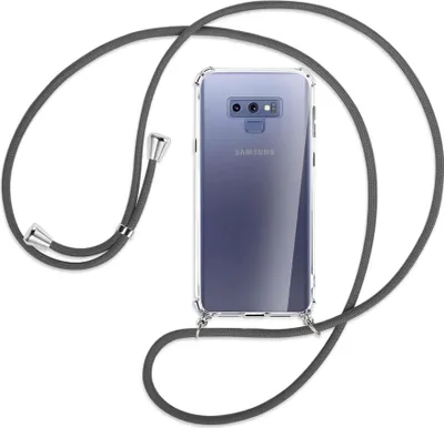 Produktbild von Handykette Backcover-Schutzhülle mit Band (Metall silberfarben) für Samsung Galaxy Note 9 - dunkelgrau