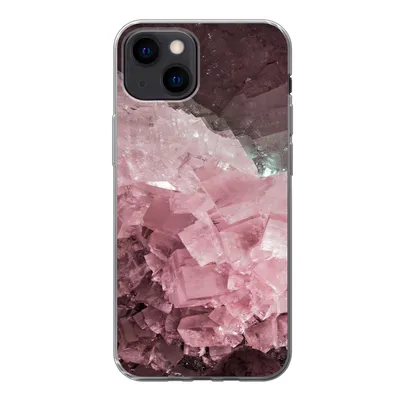 Produktbild von MuchoWow® Handyhülle Schutzhülle Hülle für iPhone 13 mini Naturstein - Rosa - Kristall Silikon Softcase Handy Hülle - Softcase