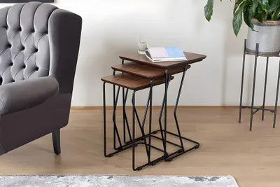 Produktbild von Skye Decor, Ren - Walnut, Satztisch (3 Stück), Nussbaum, 100 % MDF, 43 x 43 x 65 cm