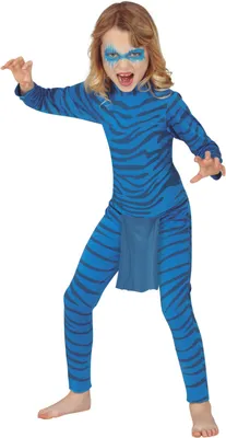 Produktbild von Superheld Katze Tiger Abenteuerfigur Blauer Anzug Kostüm Karneval Fastnacht Kinder Fasching Tierwelt Fantasie Film Heldinnen, Größe: 128/134 Farbe: Blau