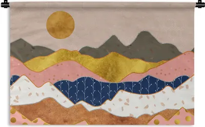 Produktbild von MuchoWow® Wandteppich Wandbehang Muster - Gold - Pastell 120x80 cm Tapisserie Dekoration Wandtuch - Wanddekorationen - Wandtücher