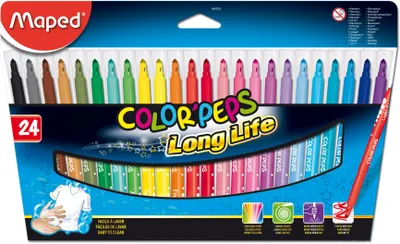 Produktbild von Maped Color'Peps Long Life, Medium, 24 Farben, Mehrfarbig, Mehrfarbig, Rund, 24 Stück(e)