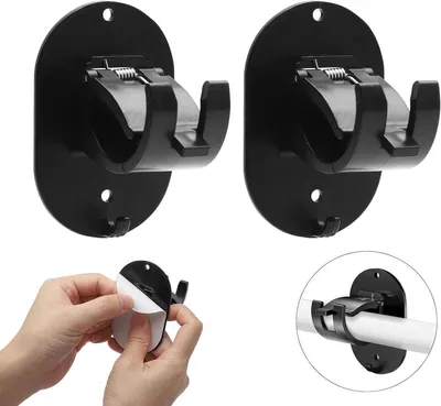 - Set von 2 Selbstklebenden Vorhangstangenhaltern - Vorhanghaken ohne Bohren - Vorhangstange zum Kleben - Stangenhalter für