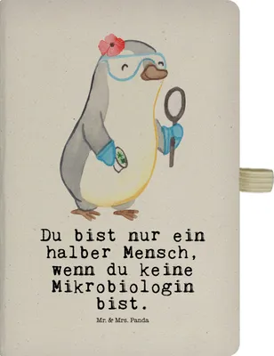 Produktbild von Mr. & Mrs. Panda Skizzenbuch Mikrobiologin Herz - Transparent - Geschenk, Beruf, Forschung, Kladde, A5 Heft, notizbuch, Tagebuch, Labor, Spruch