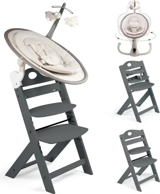 Produktbild von BabyGo Homey Set Hochstuhl Family mit Babywippe beige/ grey