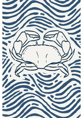 Image de Tableau mural encadré crabe et vagues 65x97 cm, Tableau mural moderne pour décoration intérieure