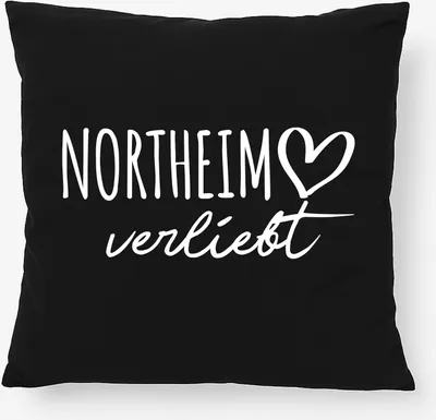 Produktbild von Huuraa Kissen Northeim verliebt 40x40cm mit Füllung Black Baumwolle Dekokissen Geschenkidee