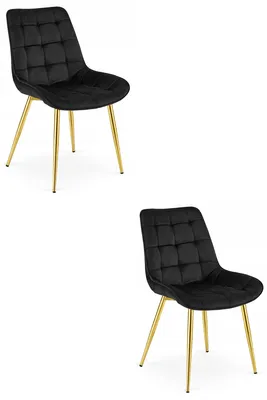 Productafbeelding van Chaise - Leobert - Bera - Fluweel, zwart / Goudkleurige poten - 54 x 60 x 88 cm - Set van 2