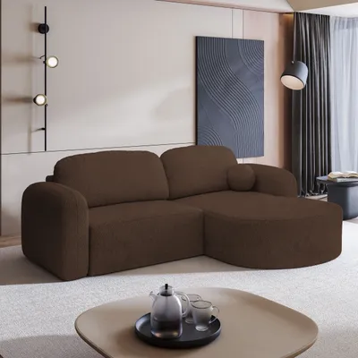 Produktbild von Masseno Ecksofa AMILIA R-S mit Schlaffunktion L-Form, Sofa mit Bettkasten, Wohnzimmersofa, Couch, Soffa, Bettsofa, Couchgarnitur- Braun, QUELLE 25