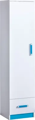 Produktbild von Furniture24 Schrank TRAFIKO 05 mit 3 Einlegeboden und Schublade, Schrank, Hochschrankm, Regal mit Türen für Jugend und Kinderzimmer Weiß/Türkis