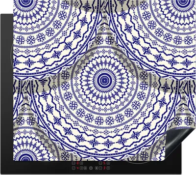 Produktbild von KitchenYeah© Herdabdeckplatte Design - Delfter Blau - Muster , 58x51cm, Küche Deko, Glaskeramikkochfeld Herdabdeckung, Abdeckplatte fùr Kochfeld