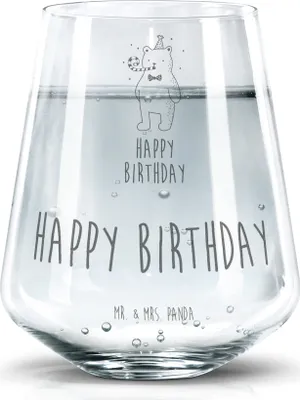 Produktbild von Mr. & Mrs. Panda Glas Bär Geburtstag - Transparent - Geschenk, Teddy, Alles Gute, Happy Birthday, Tumbler, Trinkgefäß, Glückwunsch, Trinkglas, Glasbecher, Wasserglas
