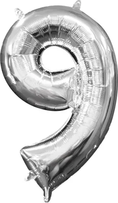 Produktbild von Mini Folienballon Zahl 9 silber 35cm
