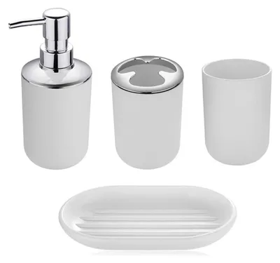 Produktbild von 4-teiliges Badezimmer Zubehör Set mit Seifenspender