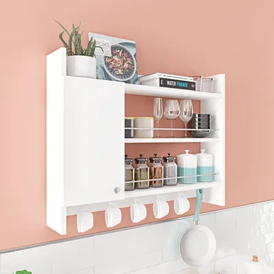 Immagine prodotto di Skye Decor, Knerr - White, mensole da cucina, bianche, piano in melamina, 85 x 15 x 65 cm
